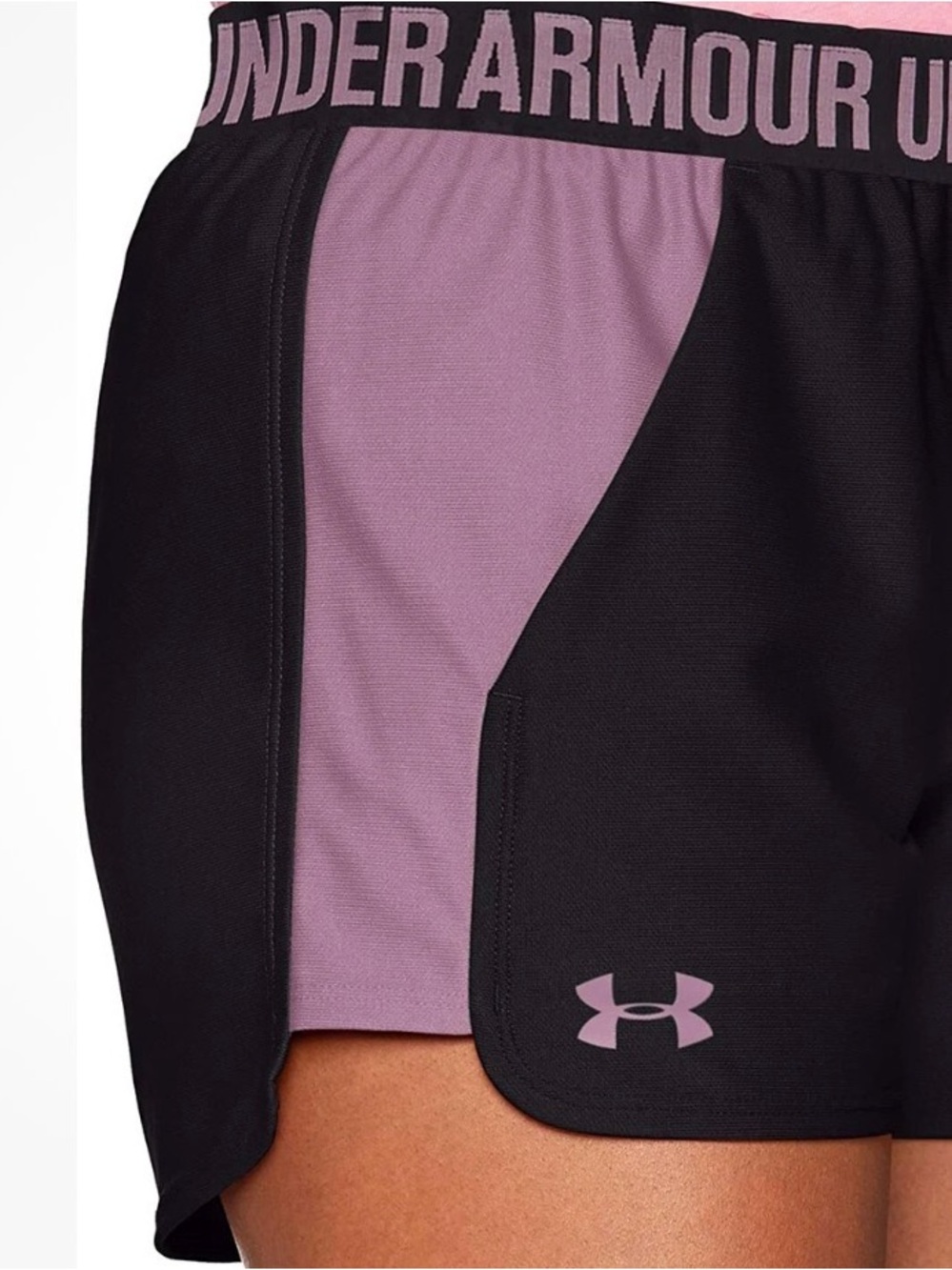 Under Armour UA Play Up 2.0 Shorts - Pink Panel Women's Athletic Shorts - Picture 3 of 4